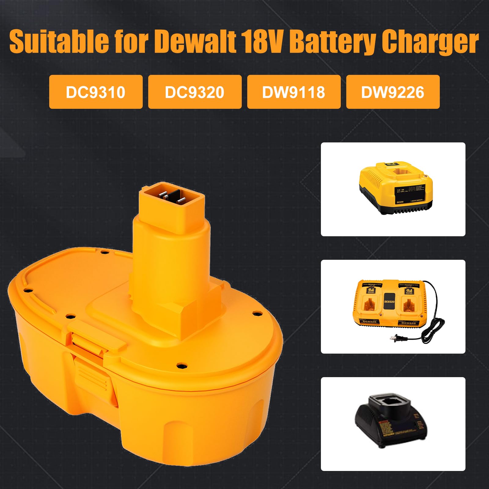 2pack 4500mah Replacement For Dewalt 18v Battery Nimh Compatible