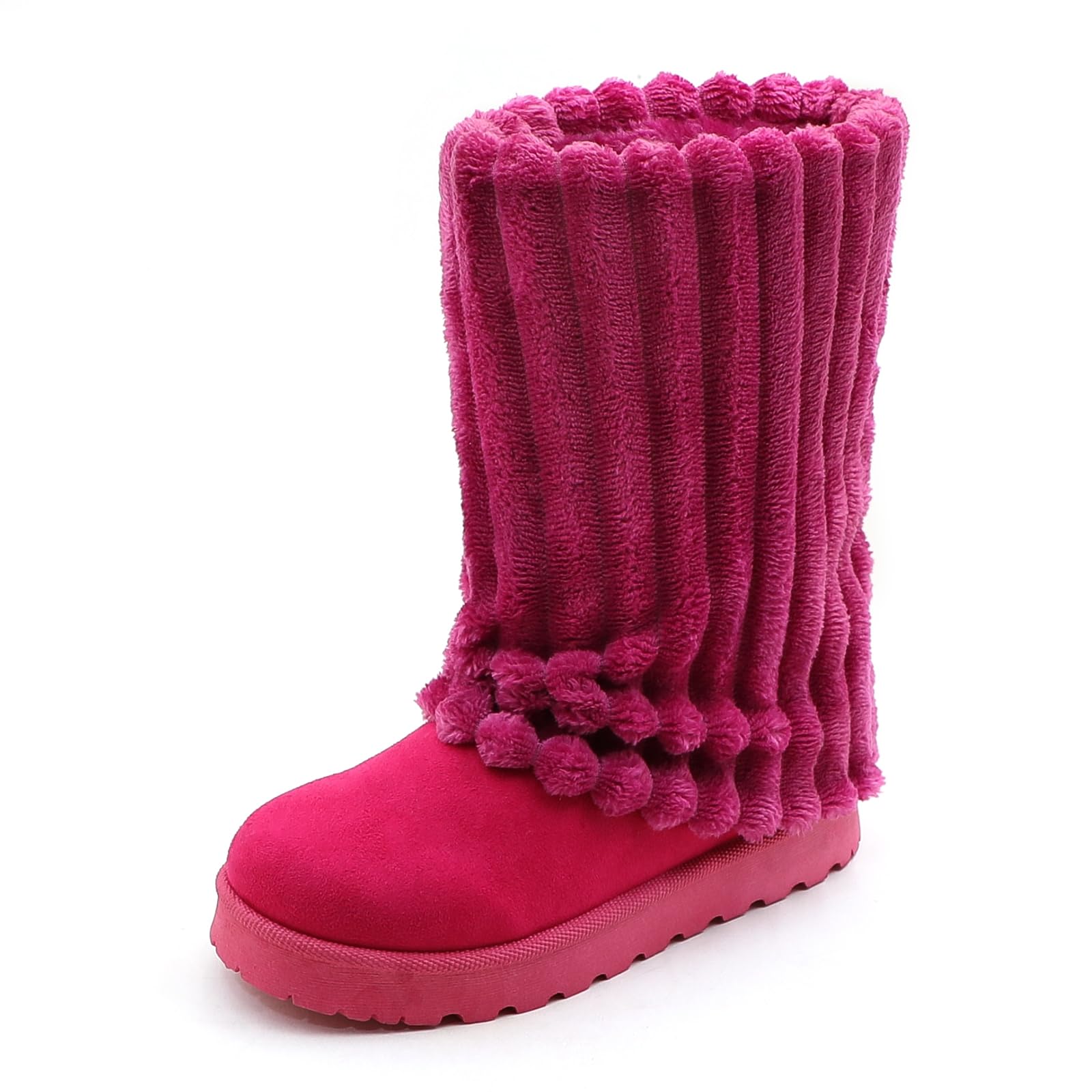 Womens Platform Suede Ankle Snow Boots Knee-High Winter Warm Fur Lined Anti-Slip Pull On Cuff Boots