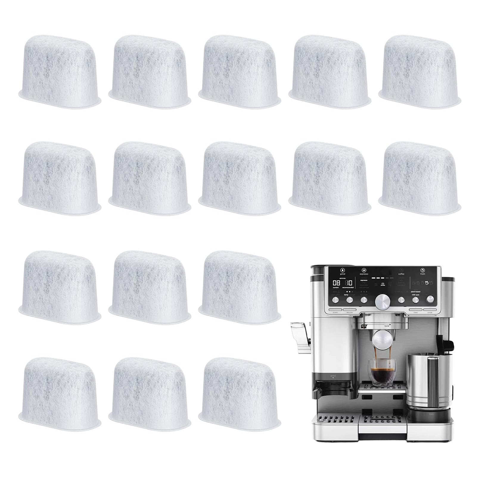 16 Pack Water Filter for Ninja Luxe Café Premier Espresso Machine ES601UK, ES701UK, Activated Carbon Replacement Water Filter for Ninja Coffee Machine Accessories, Improves Taste & Removes Impurities