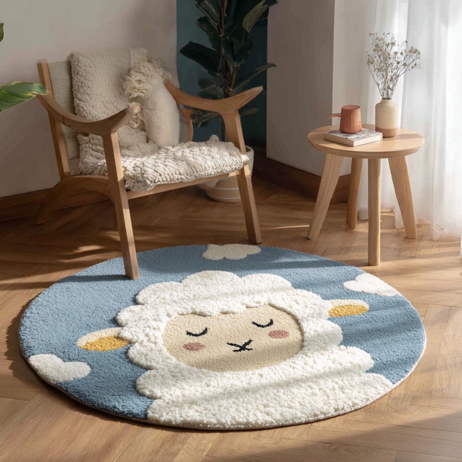 WallustrioaW DIY Craft Latch Hook Rug Kit,Cartoon Sheep,Embroidery Kit,Latch Hook Rug for Adults and Beginners,Craft Gifts Decoration,50x50cm