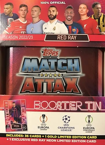 Topps Match Attax 202223 - UEFA Champions League, Football Cards - Tin Mini Collection, Red Ray