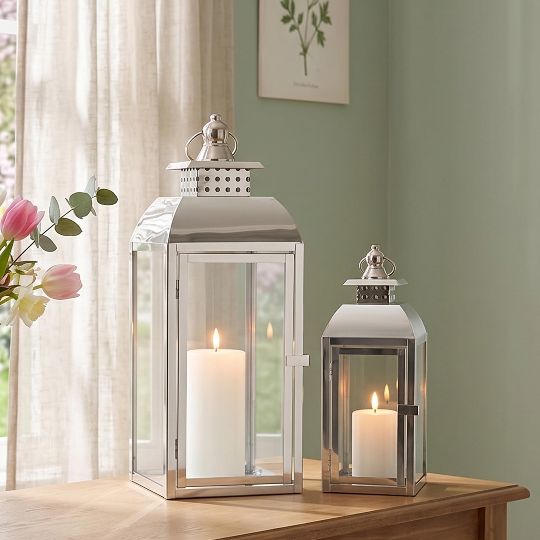 CANDLE LANTERN 金属製ランタン Amazon.com: JHY DESIGN Set of 2 Stainless Steel Decorative Candle