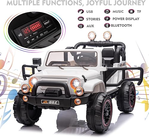 Miniatura 5 de JOYLDIAS Funda para camión y automóvil de 2 plazas, funciona con batería 12V7AH para 2 niños con control remoto, música, MP3, luces LED, 3