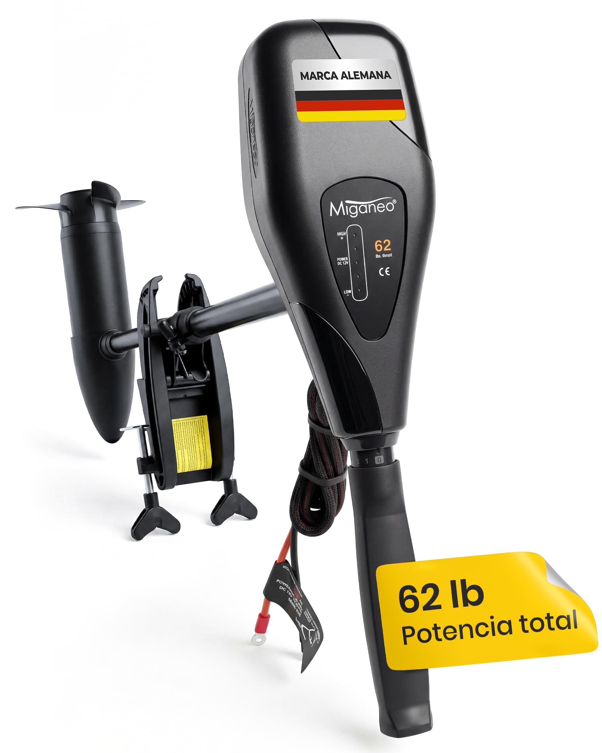 Miganeo - Motor eléctrico fuera borda, 28 kg, 2006 kg de fuerza propulsora, 696 W, con batería LED de 12 V, 28,2 kp, apto para agua salada