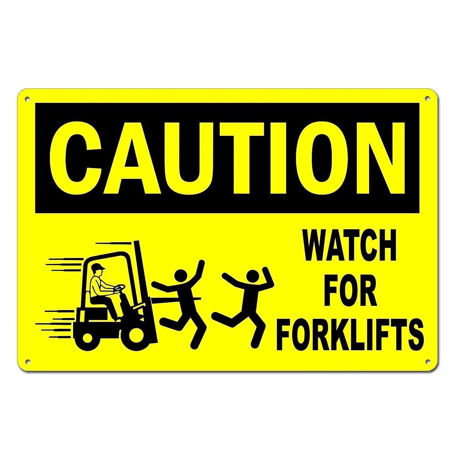 Yelacecca Caution Watch For Forklifts Funny Tin Sign Metal Sign Metal Decor Wall Sign Wall Poster Wall Decor Door Plaque Tin Sign 7.8X11.8 Inch