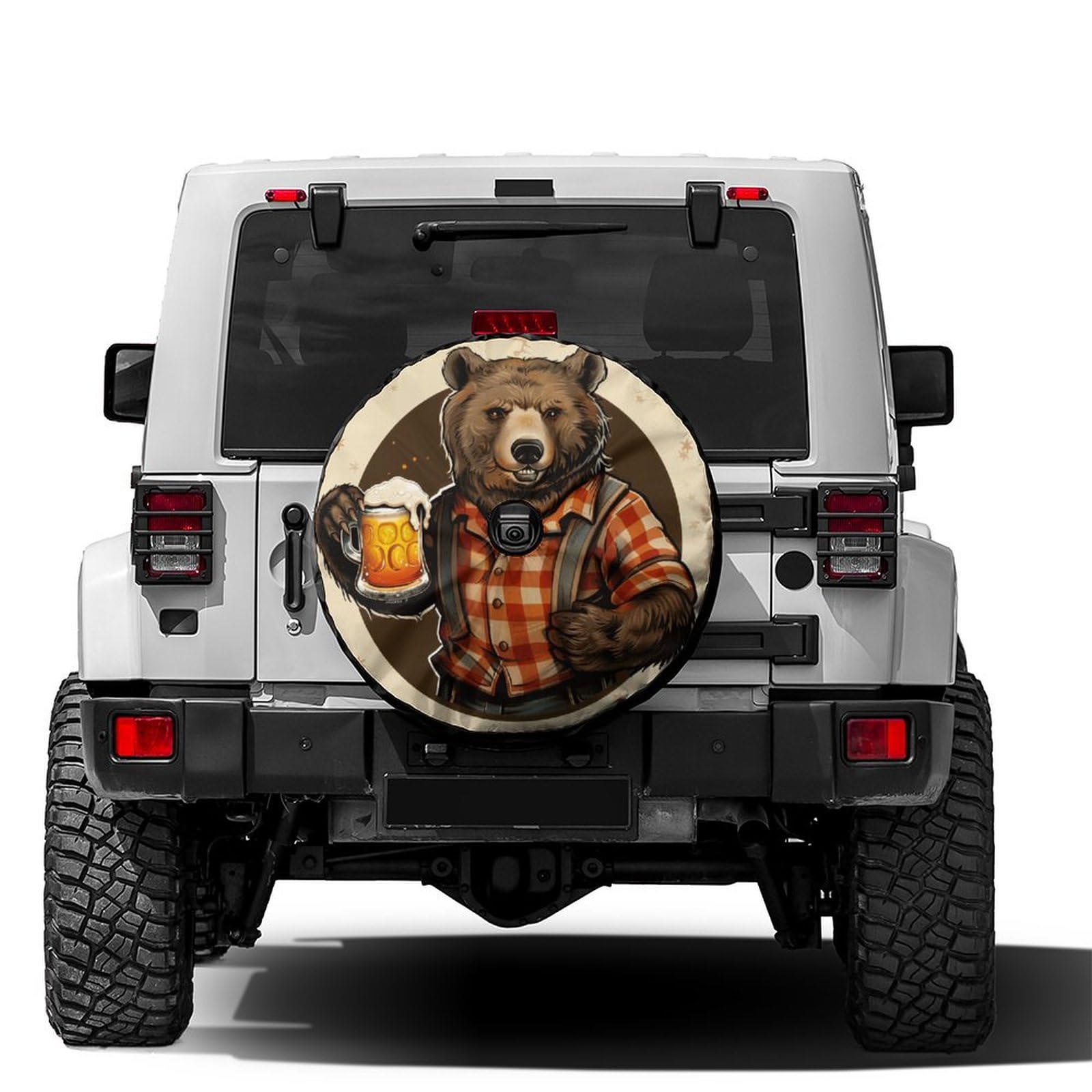 Dujiea Military Tactical Star Spare Tire Cover with Backup Camera Hole, Universal Wheel Tire Cover Tire Protectors for Jeep Trailer RV Van SUV Truck Camper and Many Vehicle 17inch — view 30