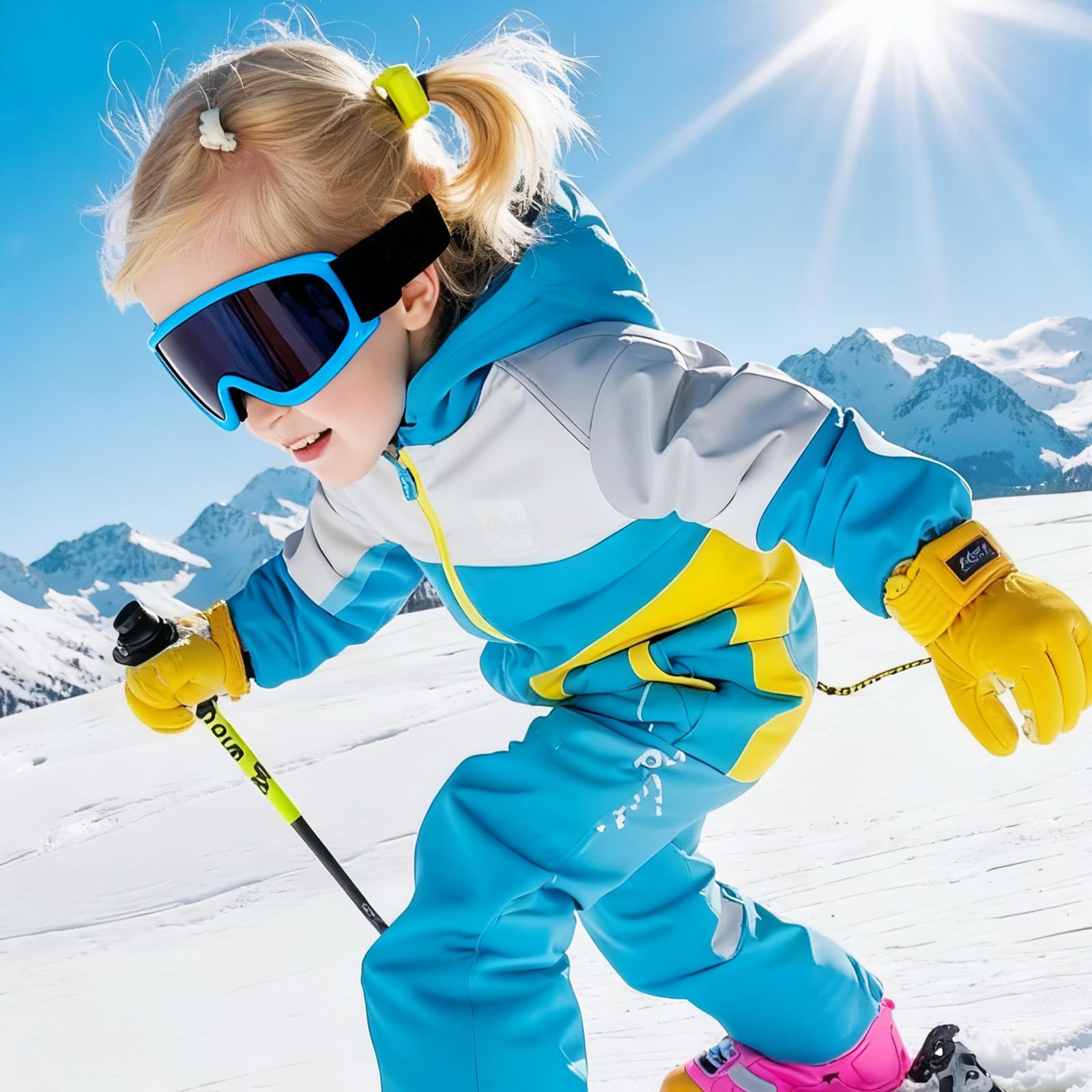 Lunettes de ski pour enfants de 3 à 14 ans - Anti-buée - Pour garçons et filles - Protection UV - Anti-buée - Pour ski, moto, vélo, patinage