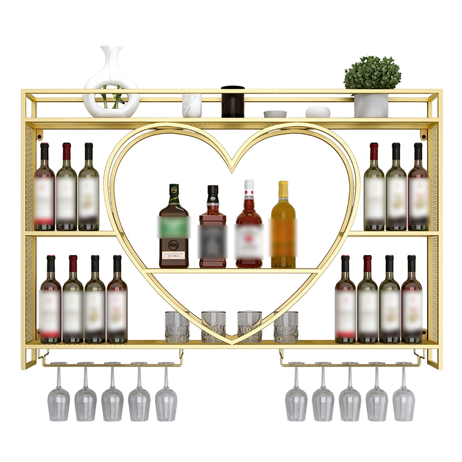 Étagère de rangement murale pour bouteilles de vin multifonction