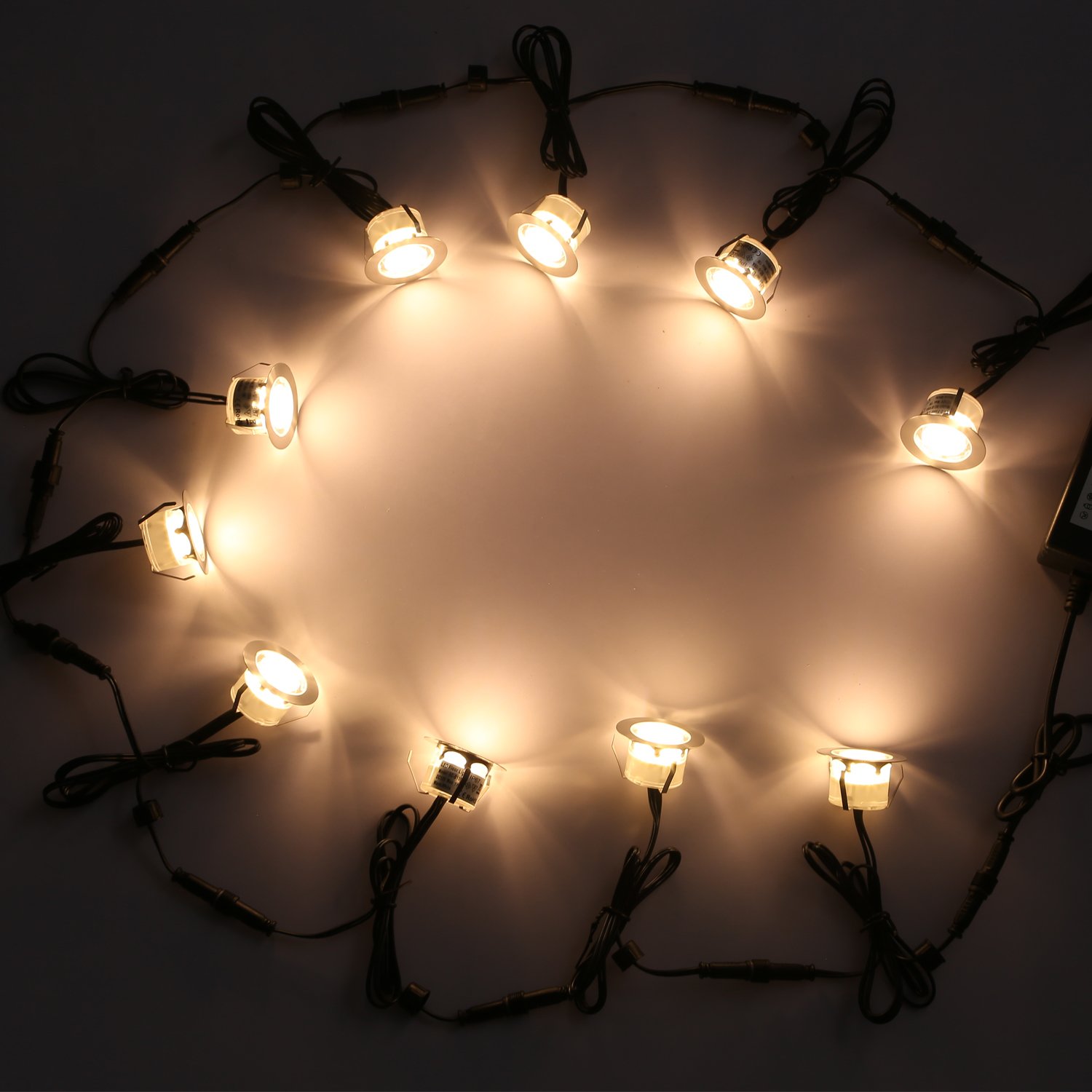 Spots LED Encastrable DC 12V IP67 Etanche Lot de 10 Blanc Chaud pour Jardin Patio Escalier