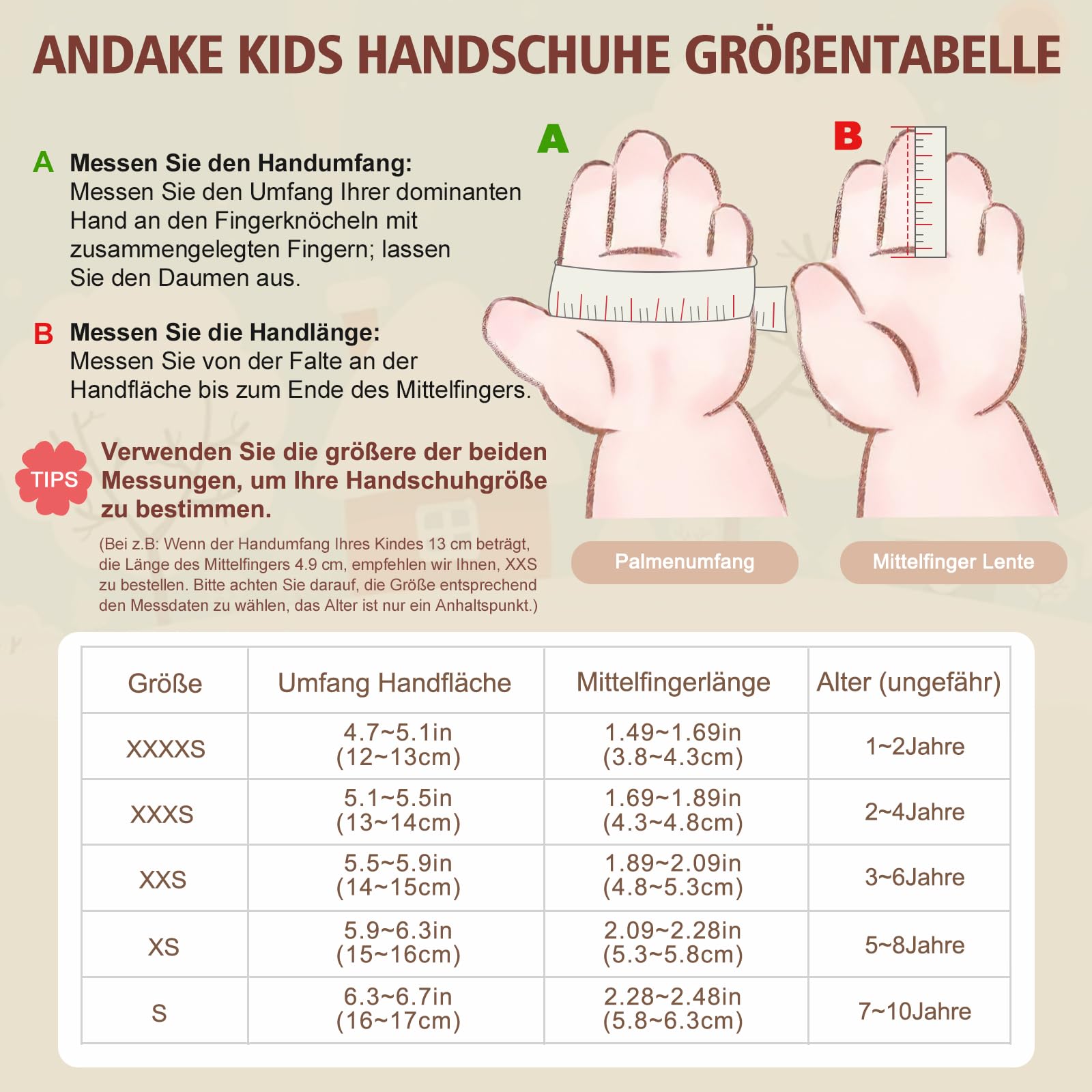 Andake Guanti per bambini, caldi invernali, impermeabili, antivento, per sci, giochi, attività all'aperto, ragazzi e ragazze