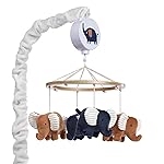 Lambs & Ivy Playful Elephant Blue/White Musical Baby Crib Mobile Soother Toy