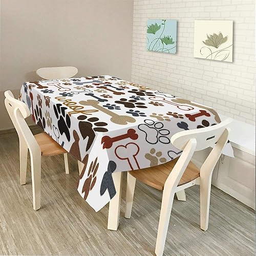 Miniatura 2 de Moslion Mantel rectangular decorativo con estampado de patas de perro y perro, para comedor, barbacoa, picnic, mesa auxiliar, 60 x 84 pulgadas