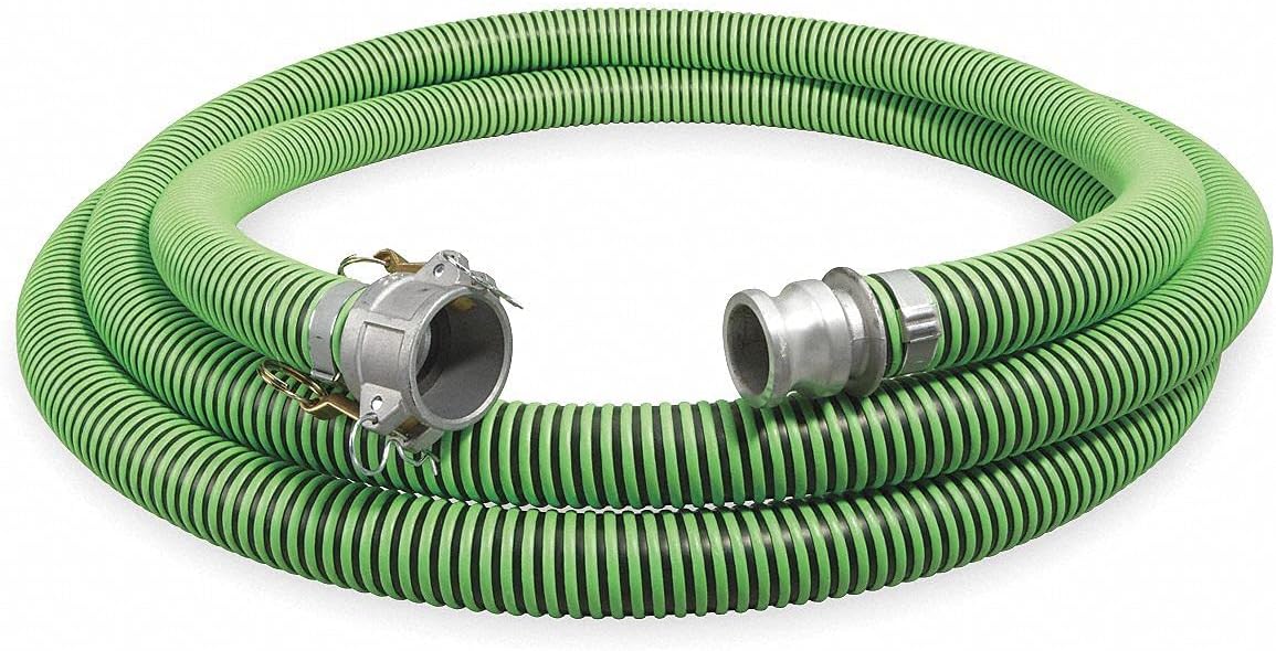 Top Brand 50 ft. Black and Green Water Suction and Discharge Hose, 1-1/2" Fitting Size, 50 psi - 1ZNA2