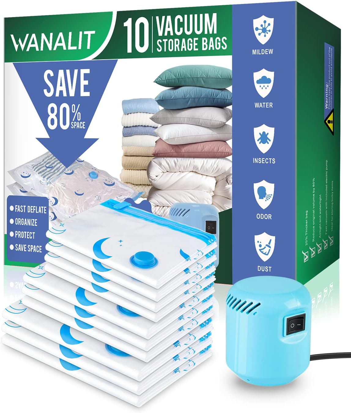 Vacuum Storage Bags with Electric Air Pump, 10 Pack (3
