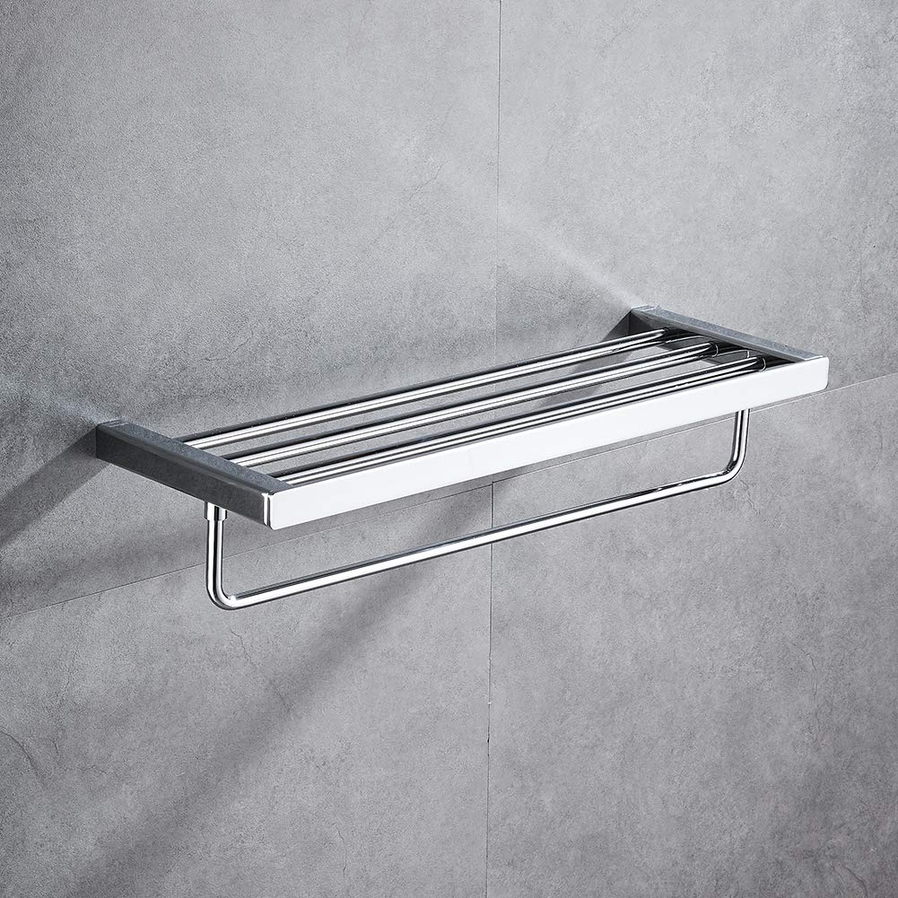 Ibergrif Plinto, Wall Toallero Múltiple Cuadrado, Estantes de Latón, Repisa de Baño, Plata