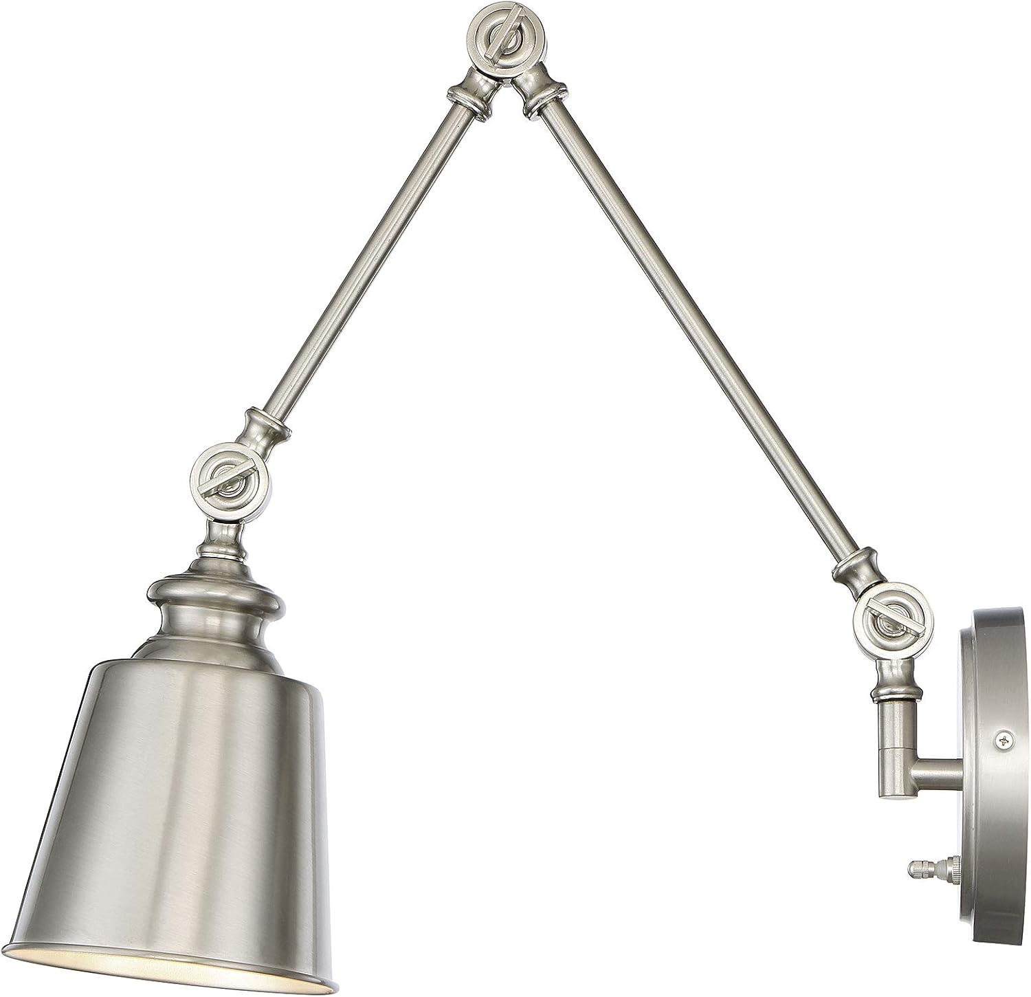 TW90033BN 1-Light Transitional Swing Arm Wall Lamp (Set of 2), 100 Watts, in Brushed Nickel