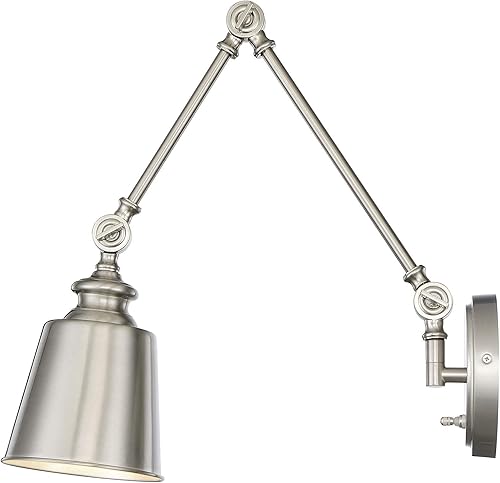 Miniatura 6 de TW90033BN Lámpara de pared con brazo oscilante transicional de 1 luz (juego de 2), 100 vatios, en níquel cepillado