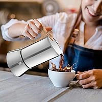 Vista 9 de No Coating 2 Cup Moka Pot Thickened 304 Stainless Steel Stovetop Espresso Coffee Maker 100ml 3.4oz Mocha Percolator Greca Cuban Ideal for Making