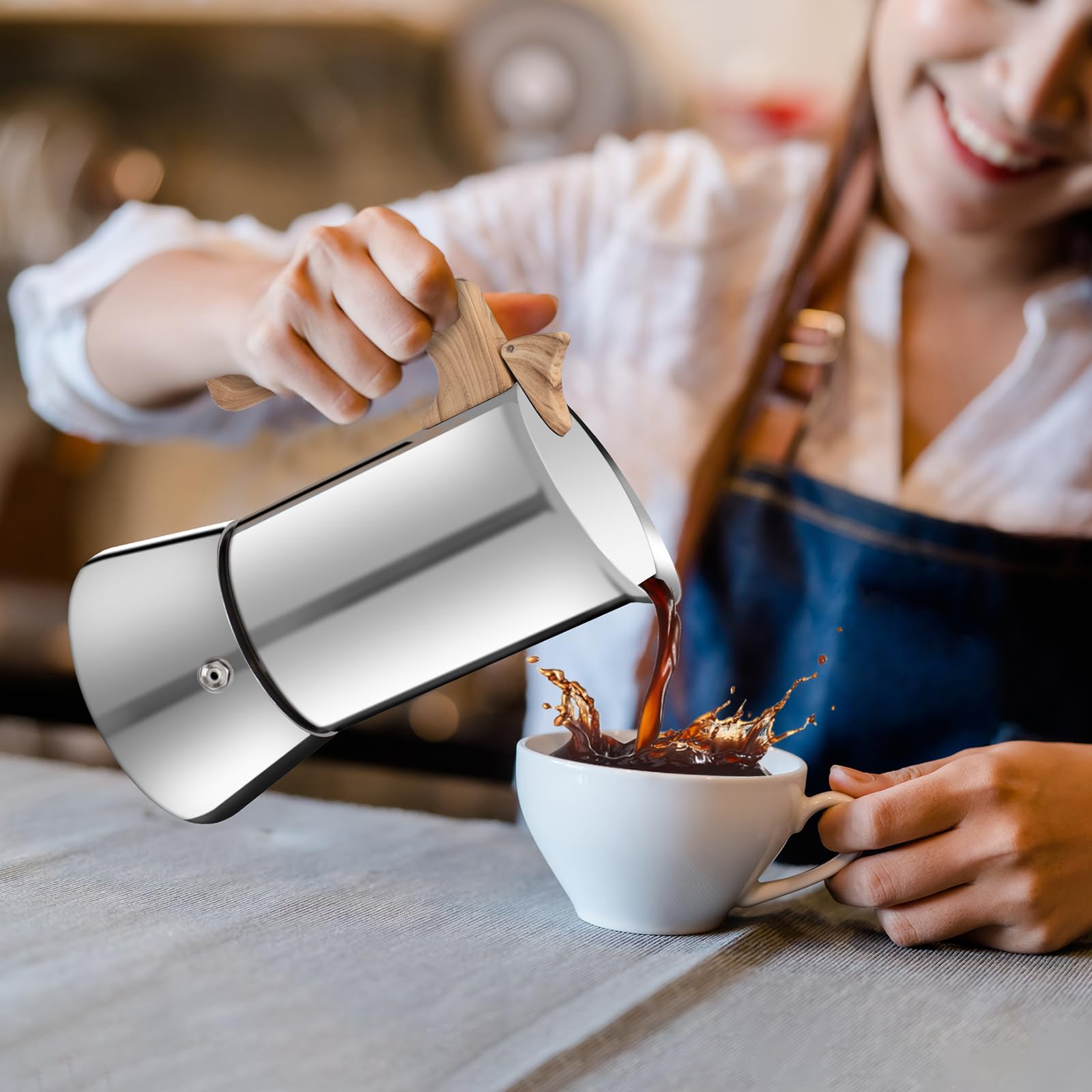 Cafetera espresso de acero inoxidable 304 grueso para 6 tazas, 300 ml, ideal para hacer café italiano y cubano