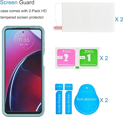 Miniatura 4 de Tekcoo Funda para Motorola Moto G Stylus 5G  2022  XT2215 2 protectores de pantalla de vidrio templado Parachoques con textura antideslizante prueba