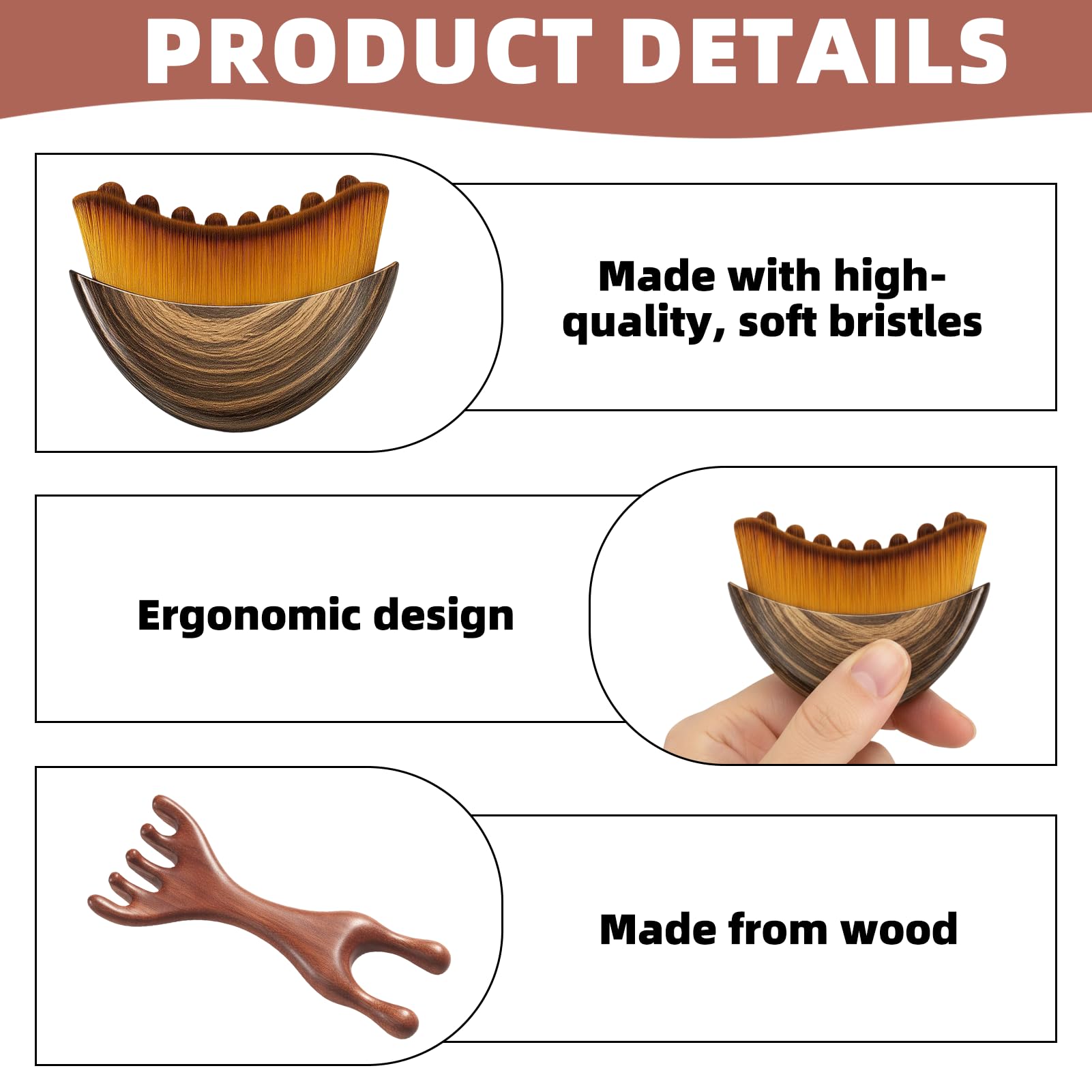 2 Piezas de Cepillo Linfático Facial, Cepillo Linfático Facial con Caja de Almacenamiento, Peine de Masaje para Drenaje Linfático, Lymphatic Contour Face Brush, Diseño Ergonómico para Masaje Suave — view 3