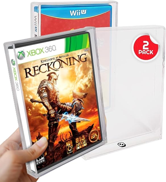 Acrylic Display Case Designed for DVD Games (Wii/GameCube/PS2/Xbox/Xbox360) - Clear Game Box Protector with UV Protection - 4MM Thick Protective Case for Retro Games by EVORETRO (Pack of 2)