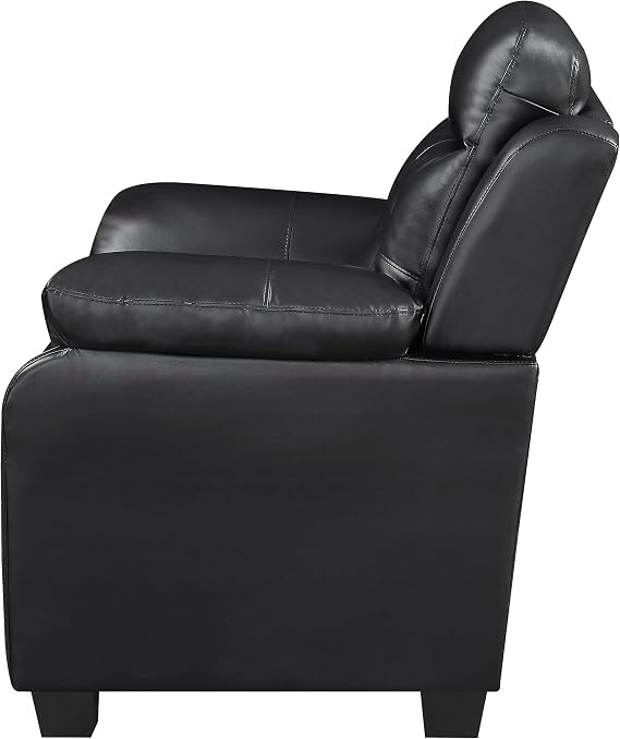Coaster Home Furnishings - Finley - Leatherette Upholstered Padded Arm Stationary Tufted Sofa with Plush Padding Headrests - Contemporary - Living Room - Black - 506551
