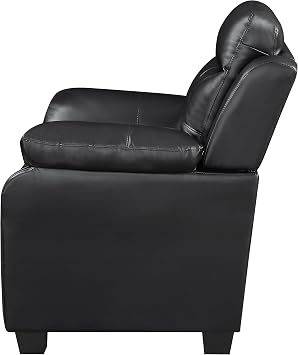 Coaster Home Furnishings - Finley - Leatherette Upholstered Padded Arm Stationary Tufted Sofa with Plush Padding Headrests - Contemporary - Living Room - Black - 506551