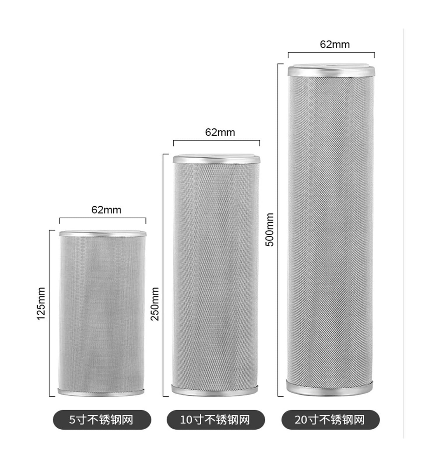 Filtro De Acero Inoxidable De Malla 200 De 10 Pulgadas, Filtro Frontal 120, Elemento Filtrante Ultrafino, Malla 400, 800, 1 Uds.(15um)