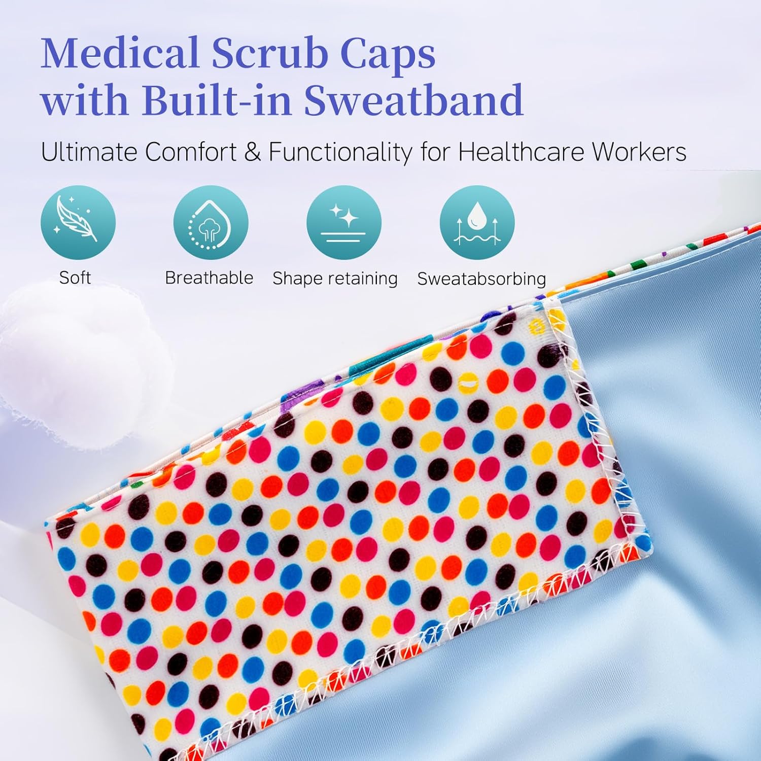 Satin Lined Scrub Cap for Women, Work Hat Medical Dental Surgeon Adjustable Elastic Tie Surgical Cap (Dark Blue) - Image 5