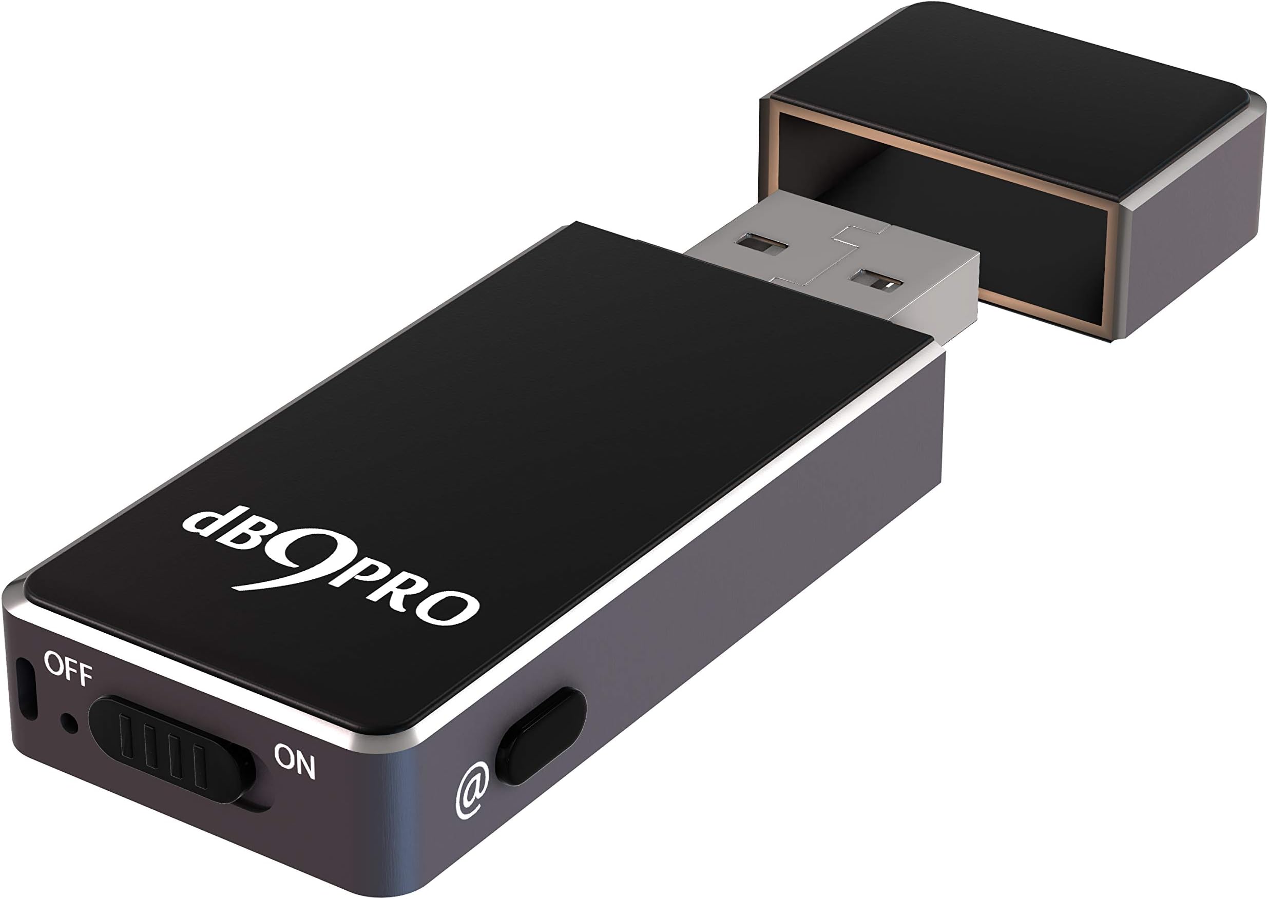 Portable USB Audio Recorder 8GB – Digital Voice Recorder for Meetings - with Battery and Data Indicator Lights - 36 Hours Storage - 512kbps - Clear Built-in Microphone - dB9PRO Gunmetal