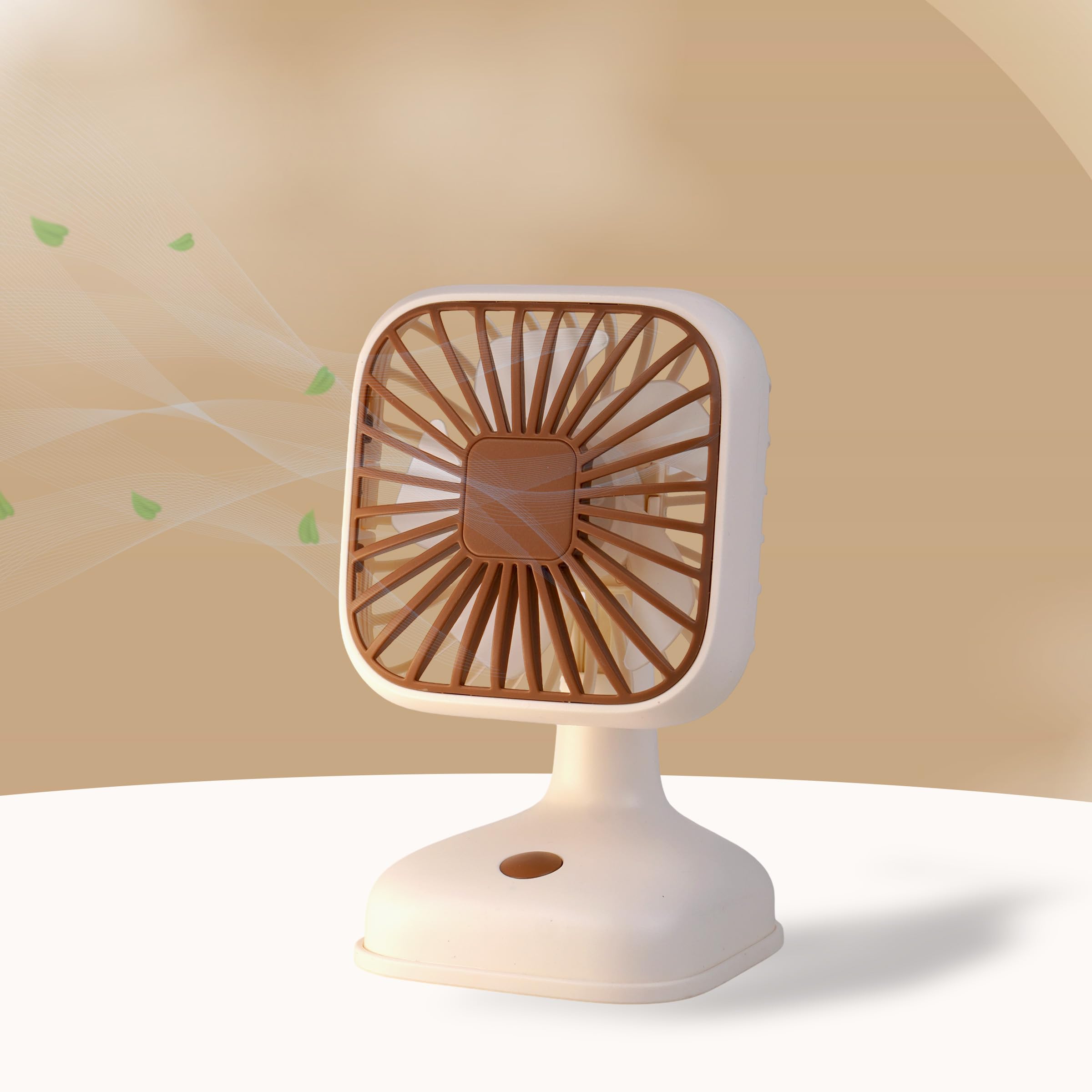 Toyshine Cute Mini Portable Rechargeable Handheld Small Desk Fan with 3 speed Airflow & Height Adjustable Feature For Travel/Office/Desktop Kids Girls indoor Outdoor use, Beige-image-43