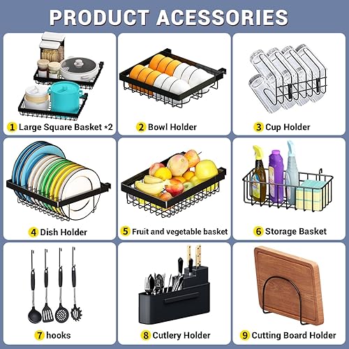 Miniatura 4 de Escurridor de platos para colocar sobre el fregadero (altura y longitud expandibles), diseño a presión, organizador de mostrador de almacenamiento