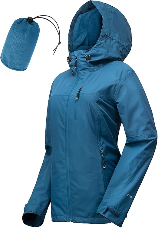 Damen Regenjacke Wasserdicht - Leichte Outdoorjacke Mit Kapuze