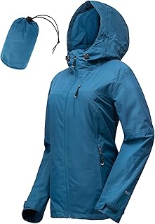 Regenjacke Damen Wasserdicht Outdoorjacke Atmungsaktiv Herbst Übergangsjacke Leichte Jacke mit Kapuze Windbreaker zum Wandern Reisen Treking Fahrrad