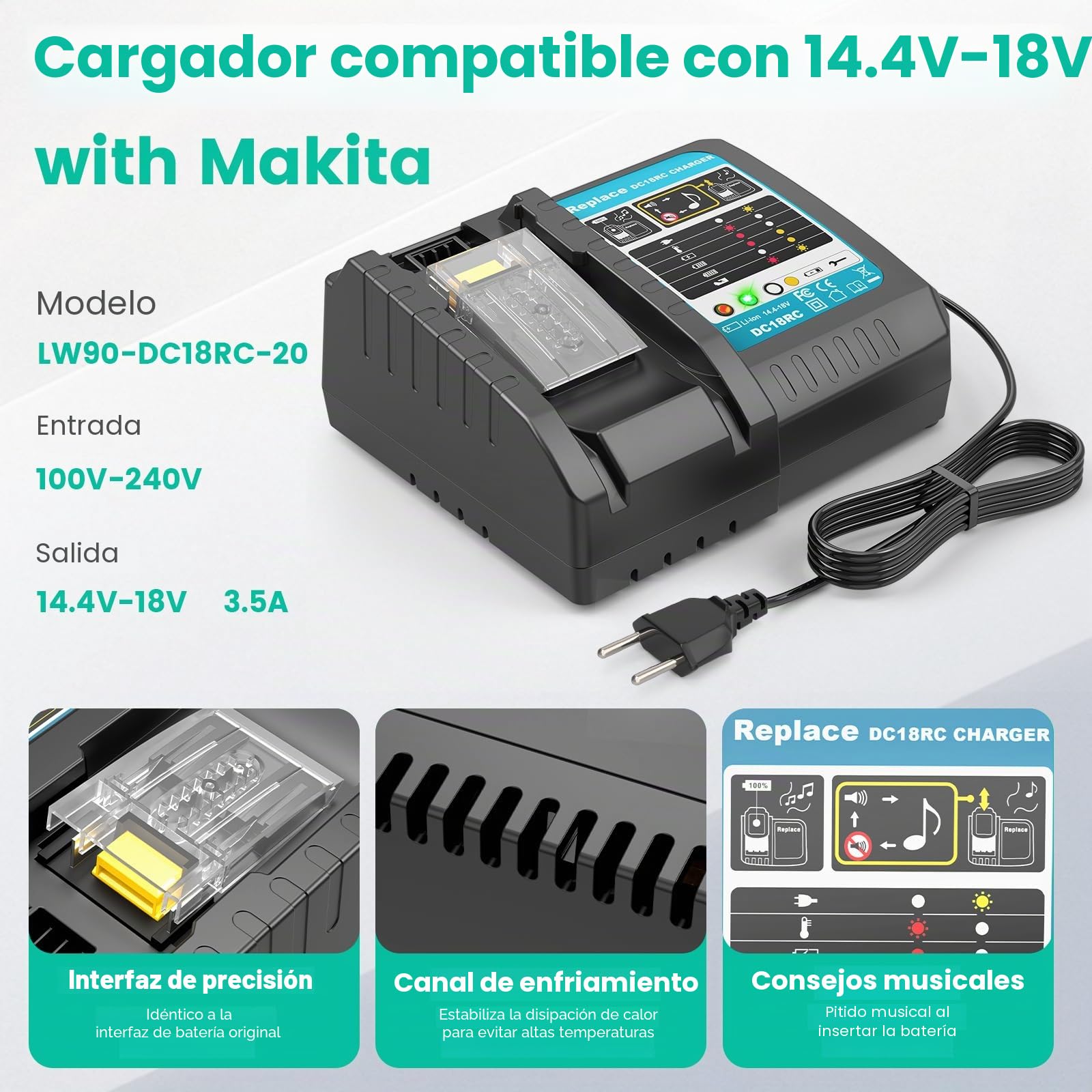 Batería y cargador de 18 V para Makita LXT, ASUNCELL 5,5 Ah, DC18RC, juego de cargador rápido compatible con baterías de iones de litio BL1815 BL1830 BL1850 BL1430