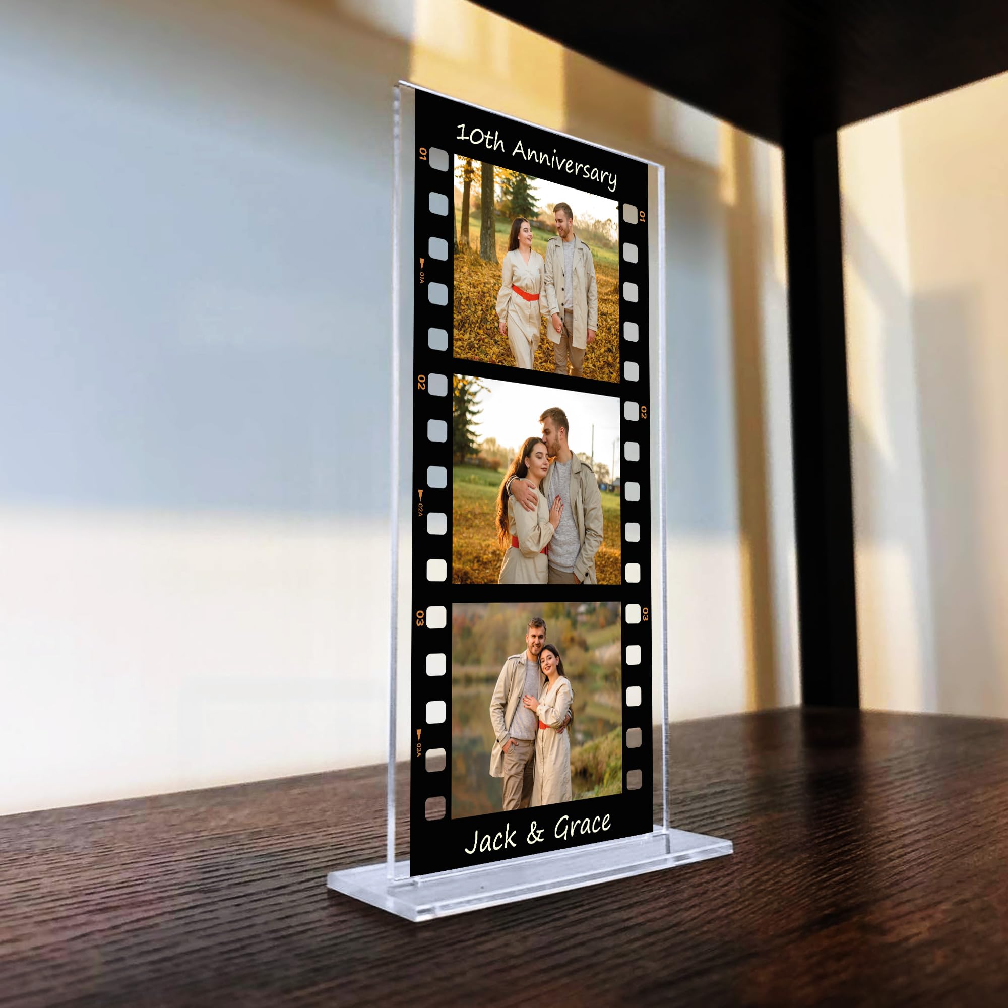Red Ocean Personalised Gift For 1st 2nd 3rd 5th 10th 20th 40th 50th Anniversary, Retro Photo Collage Plaque Gift For Husband Wife Photo Gift For Him Her, Couple Gift For Anniversary (10th Anniversary)