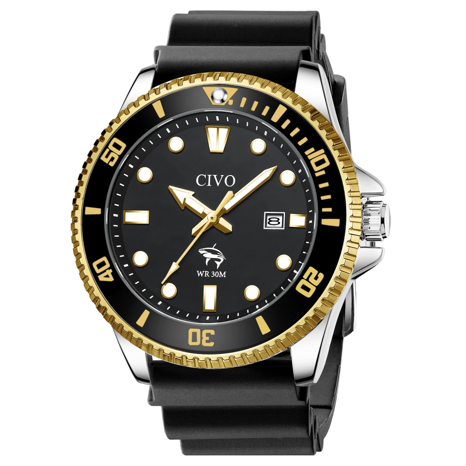 CIVO Analog Quartz Watches for Men: Luminous Comfortable Silicone Strap Wristwatch with Date for Everyday Wear - Waterproof Watch for Men Outdoor - Hiking Fishing Camping Cycling