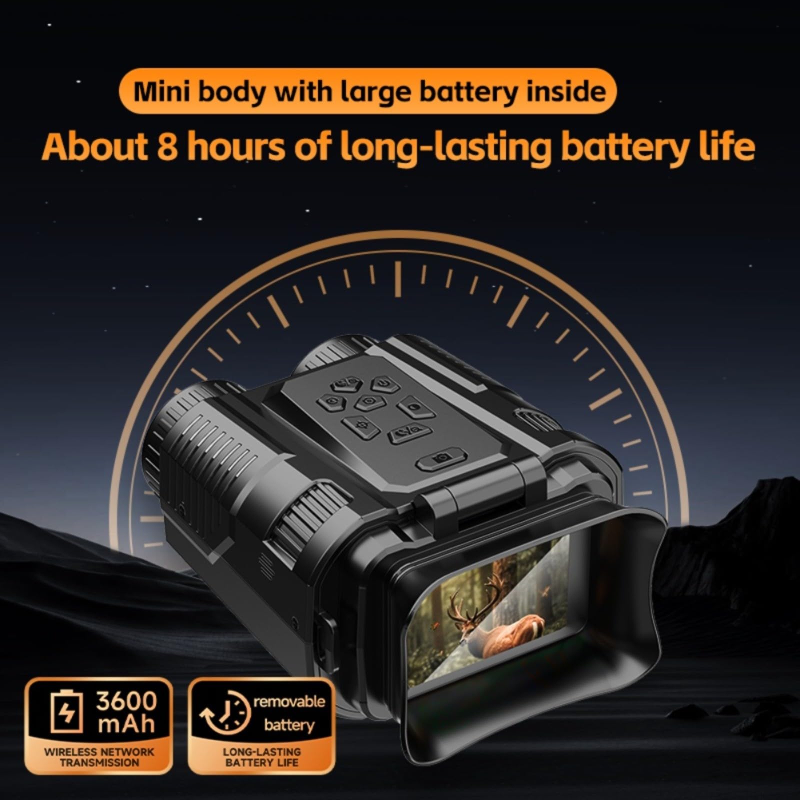 4K para prismáticos de visión nocturna con pantalla HD de 2 pulgadas y zoom 28X con batería recargable de 3600 mAh para una visión extendida de la vida silvestre