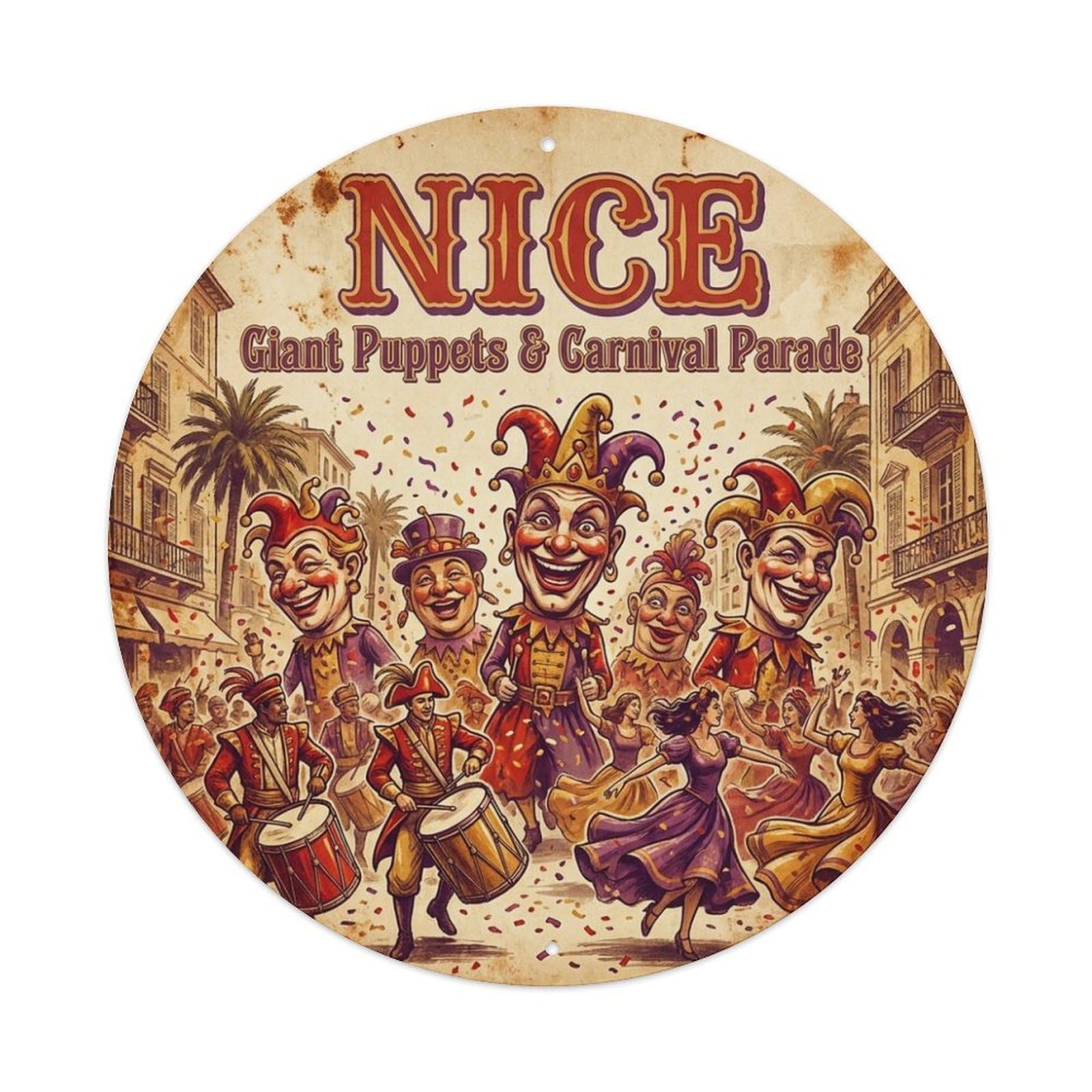 Olhnbad Style Giant Puppets Carnival Parade Culture Nice Travel Metal Tin Sign