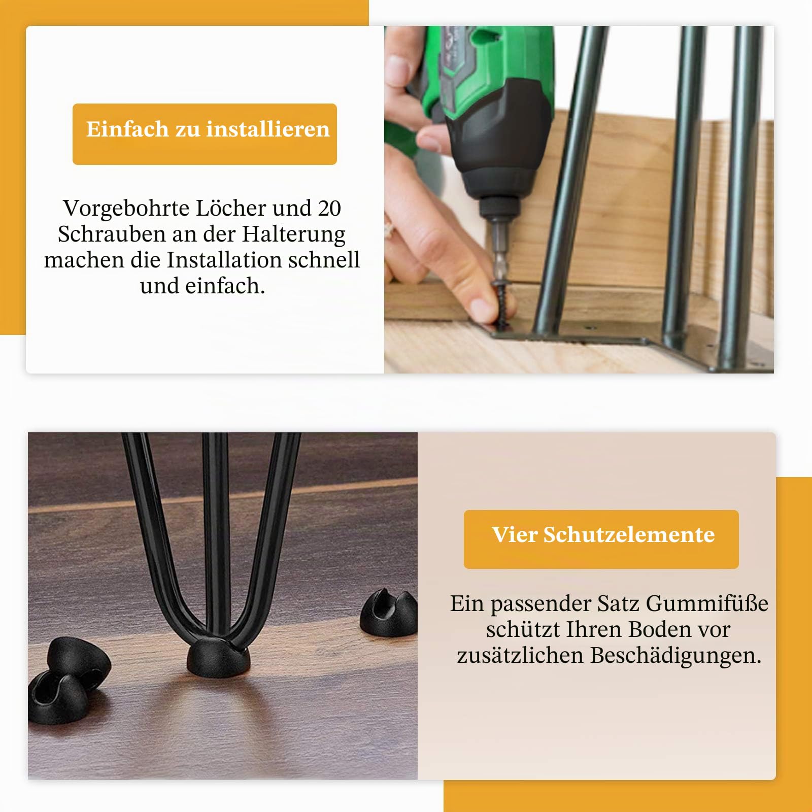 Haarnadel Tischbein 4X Hairpin Leg Möbelbein Haarnadelbeine aus Metall Tischzubehör DIY für Esstisch Couchtisch Schreibtisch
