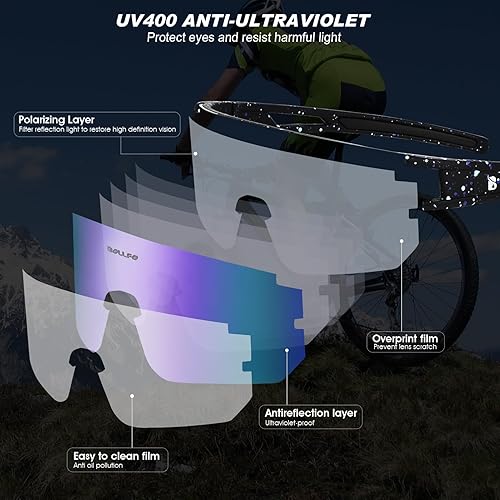 Miniatura 4 de Gafas de sol deportivas polarizadas, protección UV400, para exteriores, para hombres, mujeres, jóvenes, béisbol, ciclismo, correr, conducir, golf