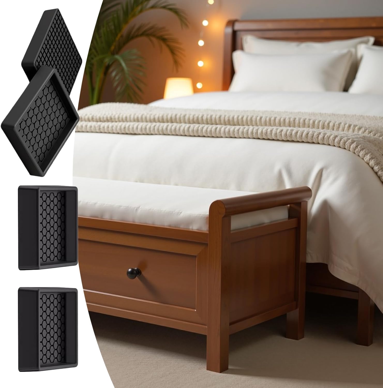 Silicone Caster Cups, Furniture Floor Protectors, 4 Pieces Anti-Scratch Coasters for Bed Couch Cabinet Sofa Chair Table, Heavy Duty Non-Slip Pads, Home Accessories, Furniture Safety Solution