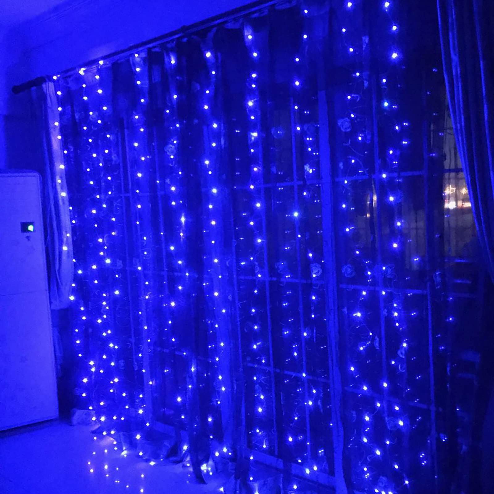 Guirlandes lumineuses de rideau de fenêtre scintillantes guirlandes lumineuses à suspendre pour décoration de chambre à coucher avec 8 modes de lumières de Noël alimentées par USB pour fête de maria