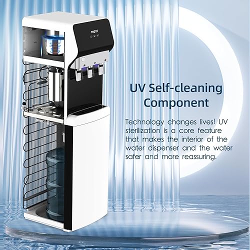 Miniatura 4 de VECYS Dispensador de agua autolimpiante de carga inferior 5 galones 3 temperaturas, bloqueo de seguridad para niños y luz nocturna, depósitos de