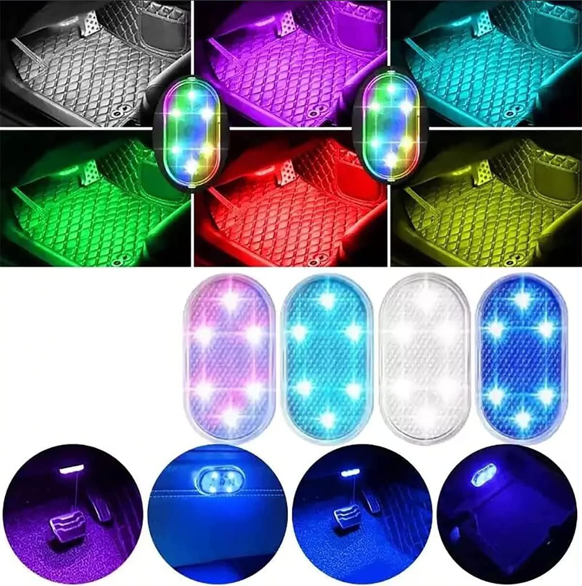 XIRUJNFD USB Charging Touch Sensor Led Light, Led Touch Light, Car Led Lights Interior, Car Lighting, Car Lamp Car Interior Led Lights, Night Light for Car (White,10PCS)