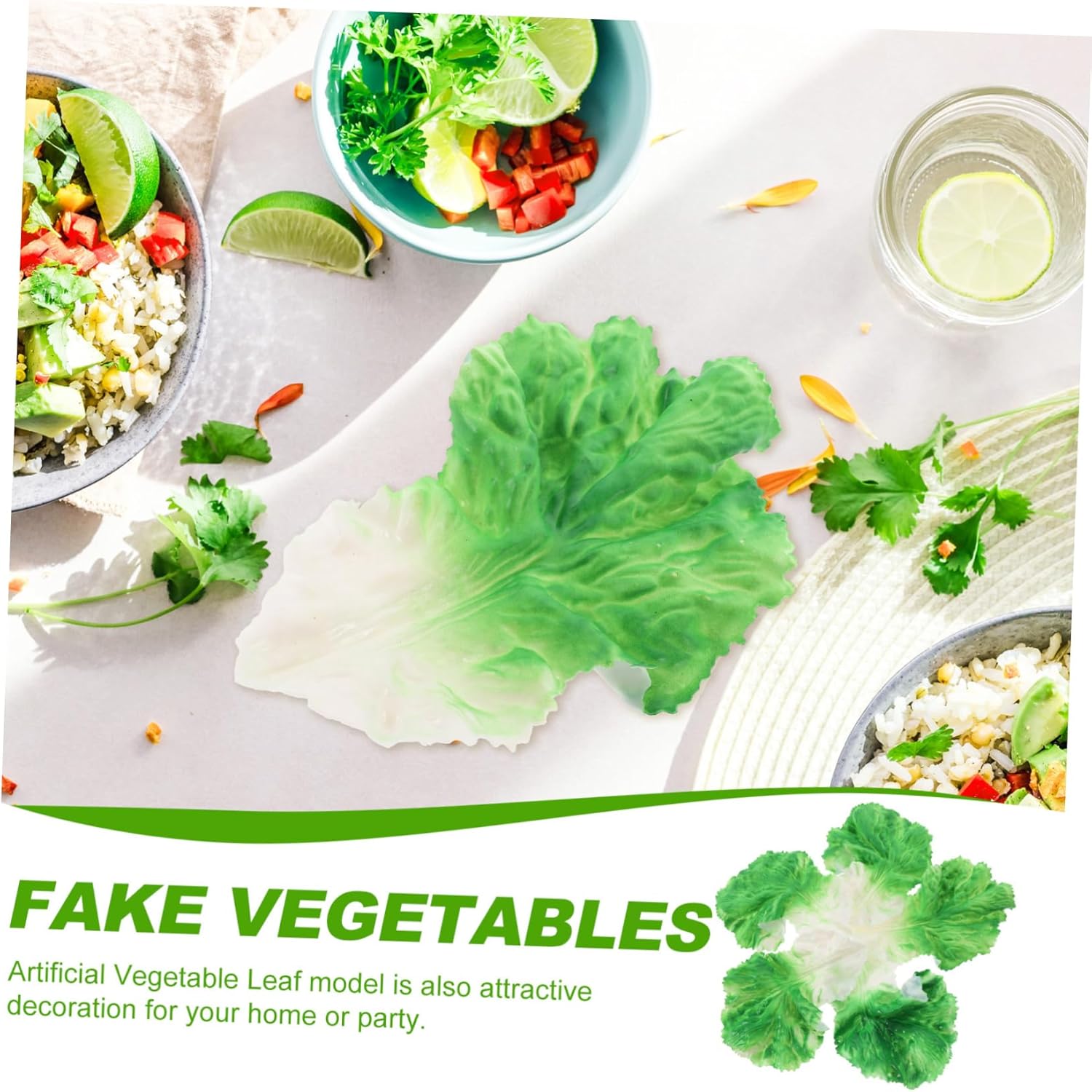 ARTIBETTER 4sets Lifelike Simulation Vegetable Leaf Props Artificial Lettuce Leaves for Home Decoration Photography and Party Displays Realistic Food Props 5pcs*4