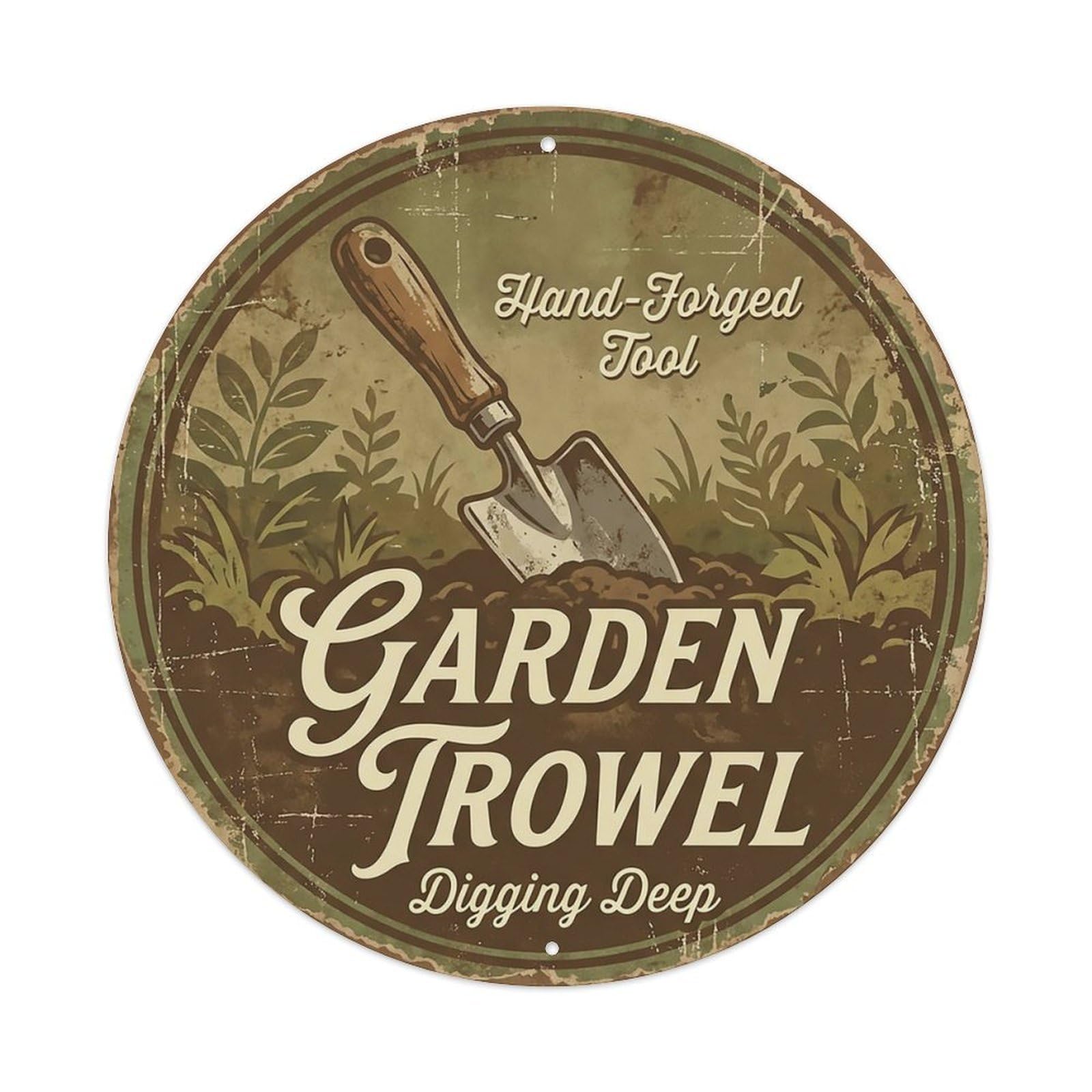 Cxhjca 8X8inch(20X20cm) Vintage Cottagecore Garden Trowel Spade Tool Metal Tin Sign