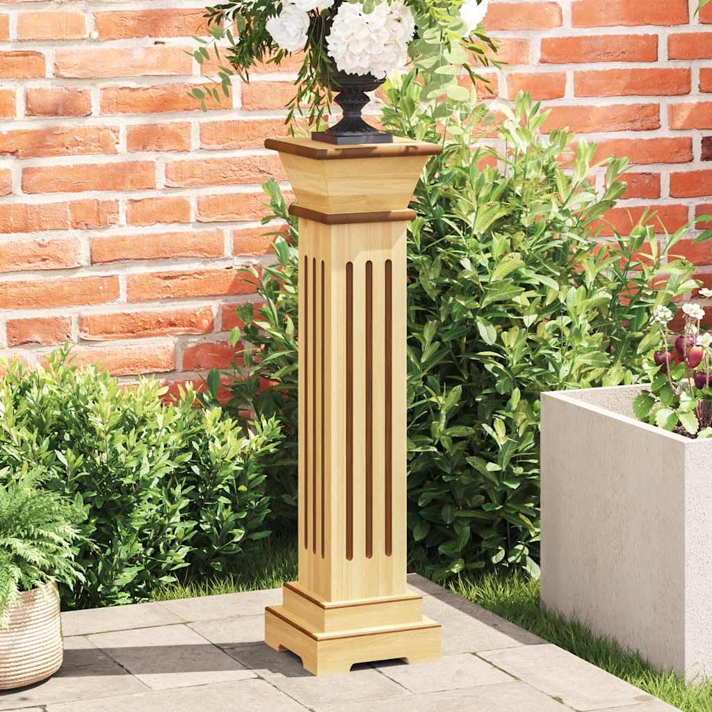 Klasyczny stojak na rośliny kolumnowy z jasnego drewna, 17 x 17 x 66 cm, z dużą podstawą na kwiaty i rośliny doniczkowe, konstrukcja MDF, stabilny i łatwy w pielęgnacji, idealny do salonu,