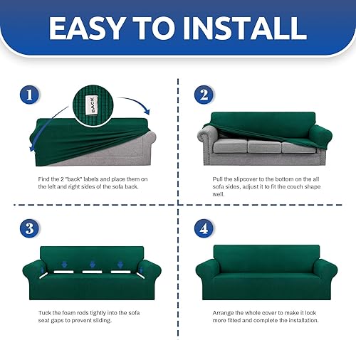Miniatura 6 de KEKUOU - Funda elástica para sofá biplaza, fundas para sofá de 2 cojines (de 55 a 79pulgadas), protector de muebles con parte inferior elástica para